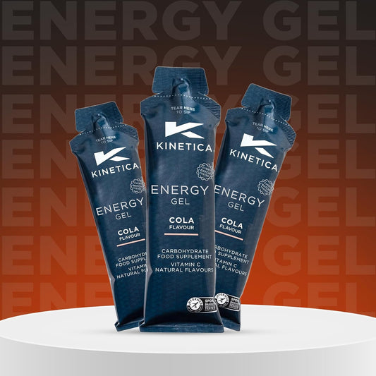Kinetica Sports Caffeine Free Quick Release Energy Gels - Cola Flavour | 24G Carbohydrates/Serve | 24 X 70G Pack | Vegan & Gluten-Free | Fast Acting Energy Source | Boost Energy & Easy To Digest
