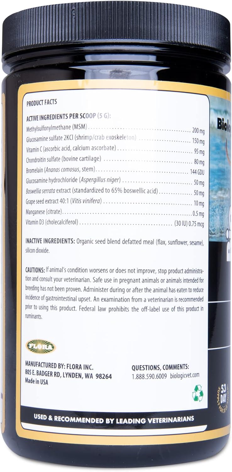 BiologicVET - BioJOINT Advanced Joint Mobility Support, Advanced Hip, Joint, Cartilage & Connective Tissue Support, 53-Day Supply for 30-lb. Animal, 14-oz. Powder : Pet Supplies