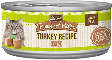 Merrick Purrfect Bistro Grain Free Premium Soft Canned Pate Adult Wet Cat Food, High Protein Turkey Recipe - (Pack Of 24) 5.5 Oz. Cans