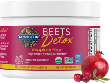 Garden Of Life Organic Beet Root Powder With Antioxidants, Vitamin C, Probiotics & Apple Cider Vinegar For Digestive & Liver Health – Beets Detox – Vegan, Non Gmo, Cranberry Pomegranate, 30 Servings