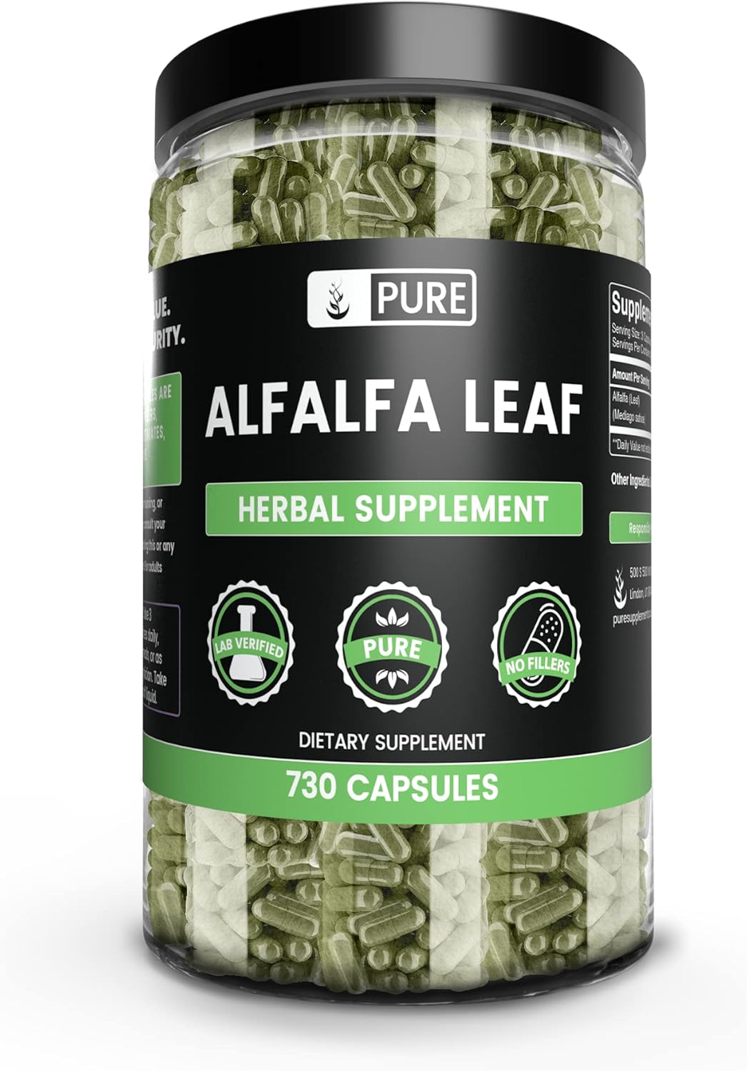 Pure Original Ingredients Alfalfa Leaf (730 Capsules) No Magnesium Or Rice Fillers, Always Pure, Lab Verified