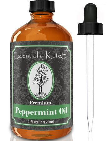 Peppermint Essential Oil 4 Oz. With Detailed User'S Guide E-Book And Glass Dropper By Essentially Kates. By Essentially Kates