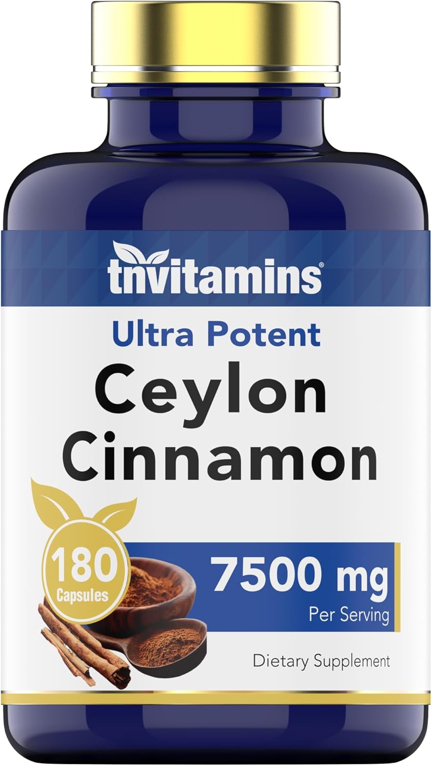 Ceylon Cinnamon Capsules 7500Mg Per Serving - 180 Capsules | High Potency Ceylon Cinnamon Powder Pills For Women & Men