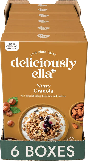 Deliciously Ella Nutty Granola (6 X 380G Boxes) - Granola & Muesli, Gluten-Free, Vegan Friendly, Healthy Breakfast