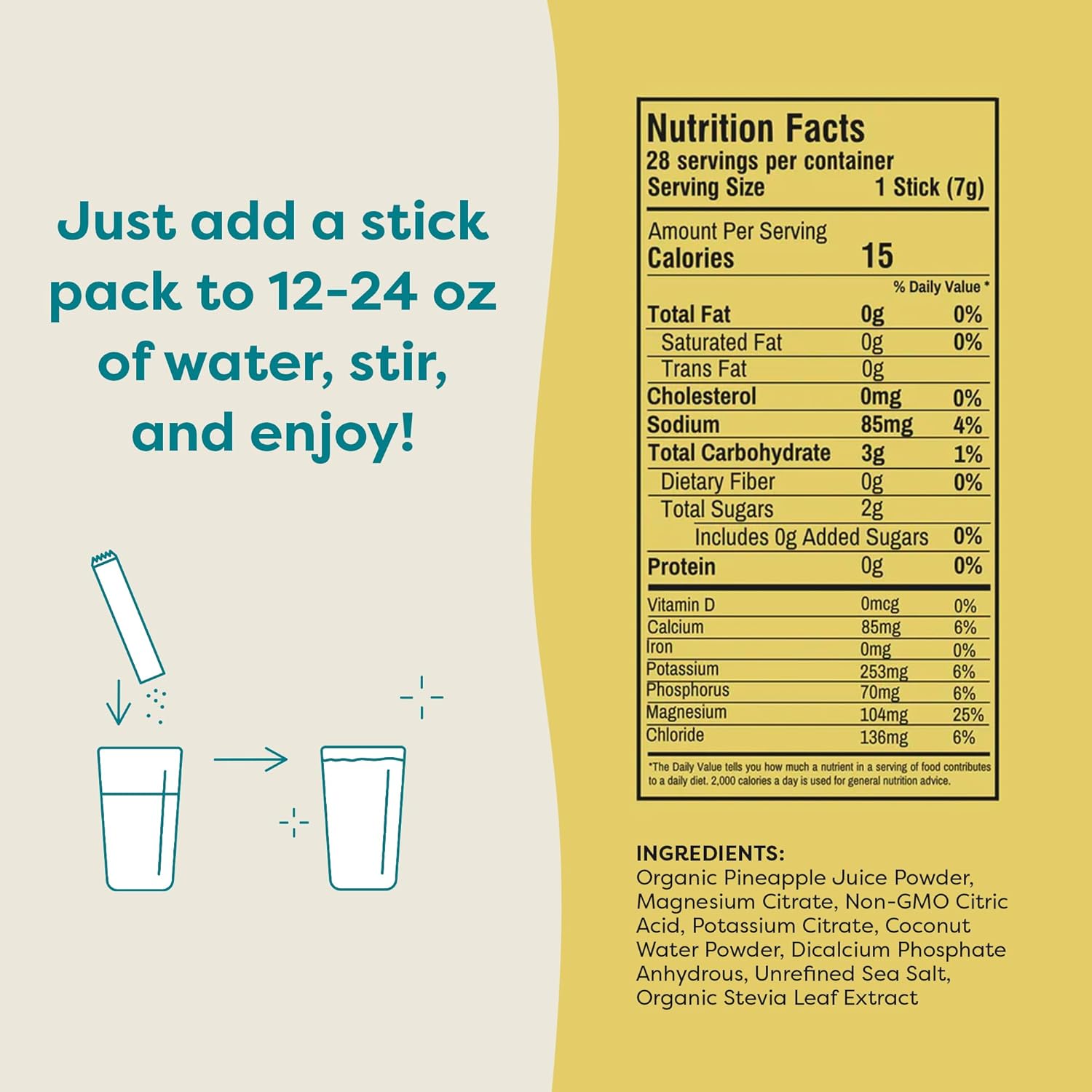 FlavCity Pineapple Coconut Electrolytes Drink Mix, 28 On-The-Go Stick Packs - Healthy Electrolytes Powder Packets Made with Real Fruit - Keto Powdered Drink with No Added Sugar, Gluten-Free : Health & Household