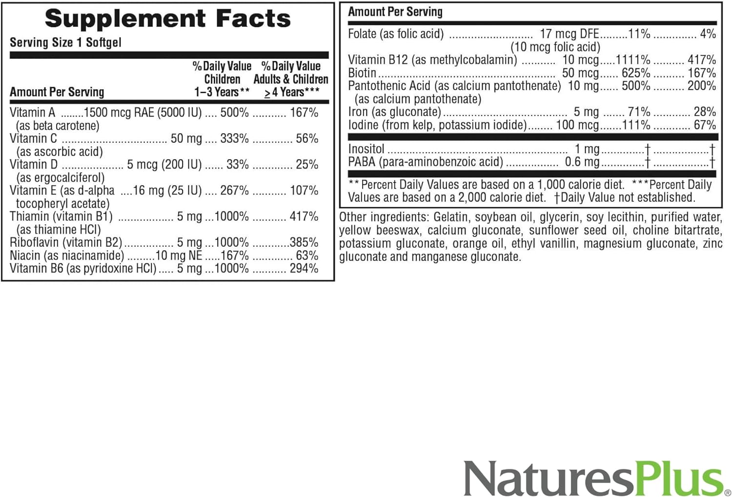 NaturesPlus Childrens Vita-Gels - 180 Easy to Swallow Softgels - Natural Orange Flavor- Childrens Multivitamin & Mineral Supplement - for Health, Energy - Gluten-Free - 180 Servings : Health & Household