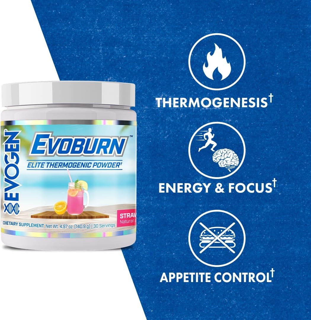 Evogen Evoburn - Thermogenic Fat Burner For Men & Women | Energy, Focus & Appetite Control | Advanced Metabolism Booster Fat Burner Formula With Mitoburn & Caffeine | Strawberry Lemonade | 30 Servings : Health & Household