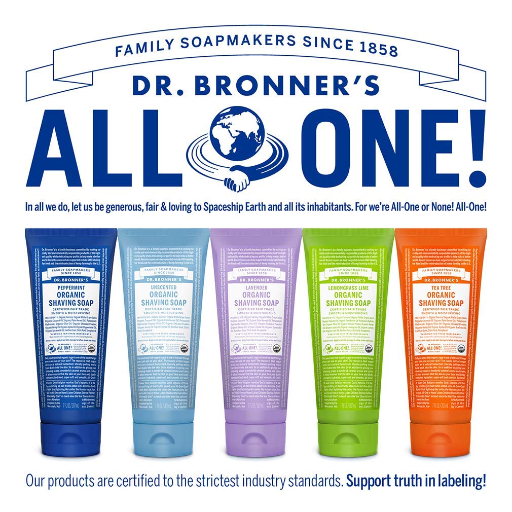 Dr. Bronner's - Organic Shaving Soap (7 oz Variety Pack) Lavender, Baby Unscented, & Peppermint - Certified Organic, Sugar & Shikakai Powder, Moisturizes, Use on Face, Underarms, & Legs | 3 Count : Beauty & Personal Care