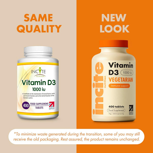 Vitamin D 1000Iu - 1+ Year Supply - High Strength 400 Easy Swallow Tablets - One A Day High Strength Cholecalciferol Vit D3 - Vegetarian Supplement - Microtablets - Made In Uk