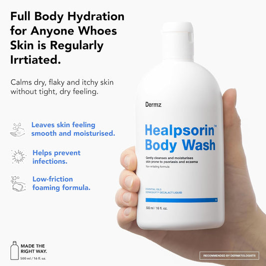 Healpsorin Antifungal Body Wash: Psoriasis, Eczema, Dermatitis And Sensitive Shower Gel - Eczema Treatment - 500Ml
