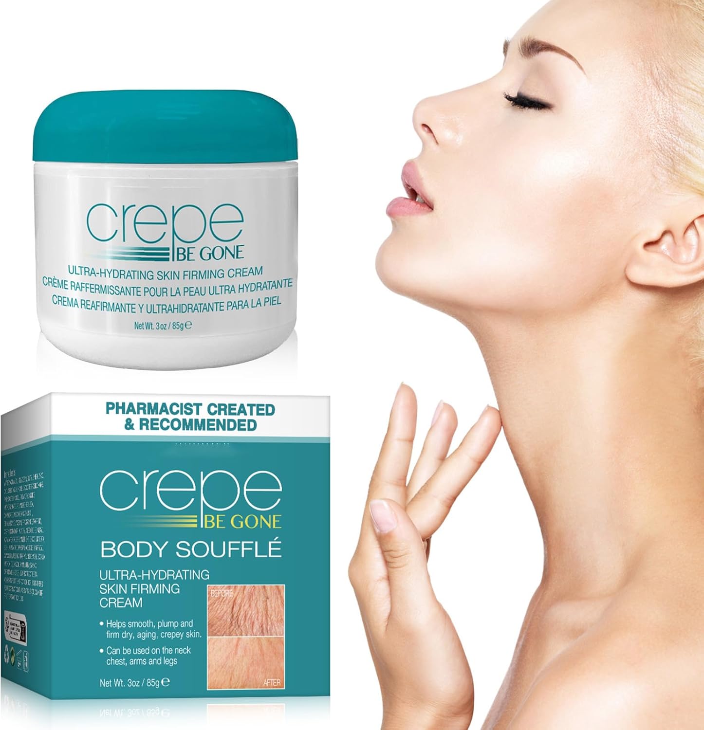 Crepe Be Gone Body Souffle, Firming Neck Cream, Ultra Hydrating Crepe Skin Firming Cream for Arms,Chest& Legs, Crepe Eraser for Women, Body Repair Treatment, Skincare Body Cream for Deep Hydration