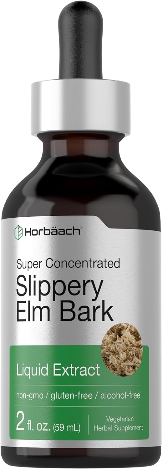 Horbäach Slippery Elm Liquid Drops | 2 Fl Oz | Vegetarian | Alcohol Free Extract Tincture | Non-GMO, Gluten Free