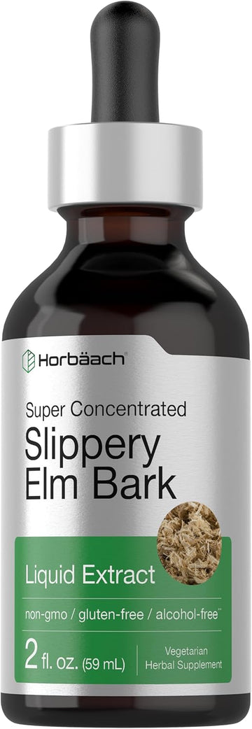 Horbäach Slippery Elm Liquid Drops | 2 Fl Oz | Vegetarian | Alcohol Free Extract Tincture | Non-Gmo, Gluten Free