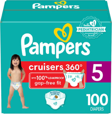 Pampers Cruisers 360 Diapers - Size 5, 100 Count, Pull-On Disposable Baby Diapers, Gap-Free Fit