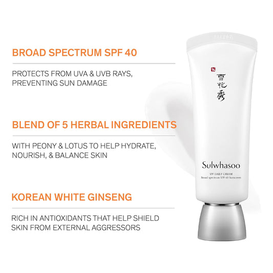 Sulwhasoo Uv Daily Cream: Broad Spectrum Spf 40, Hydrates, Protects From Uv Rays, No White Cast