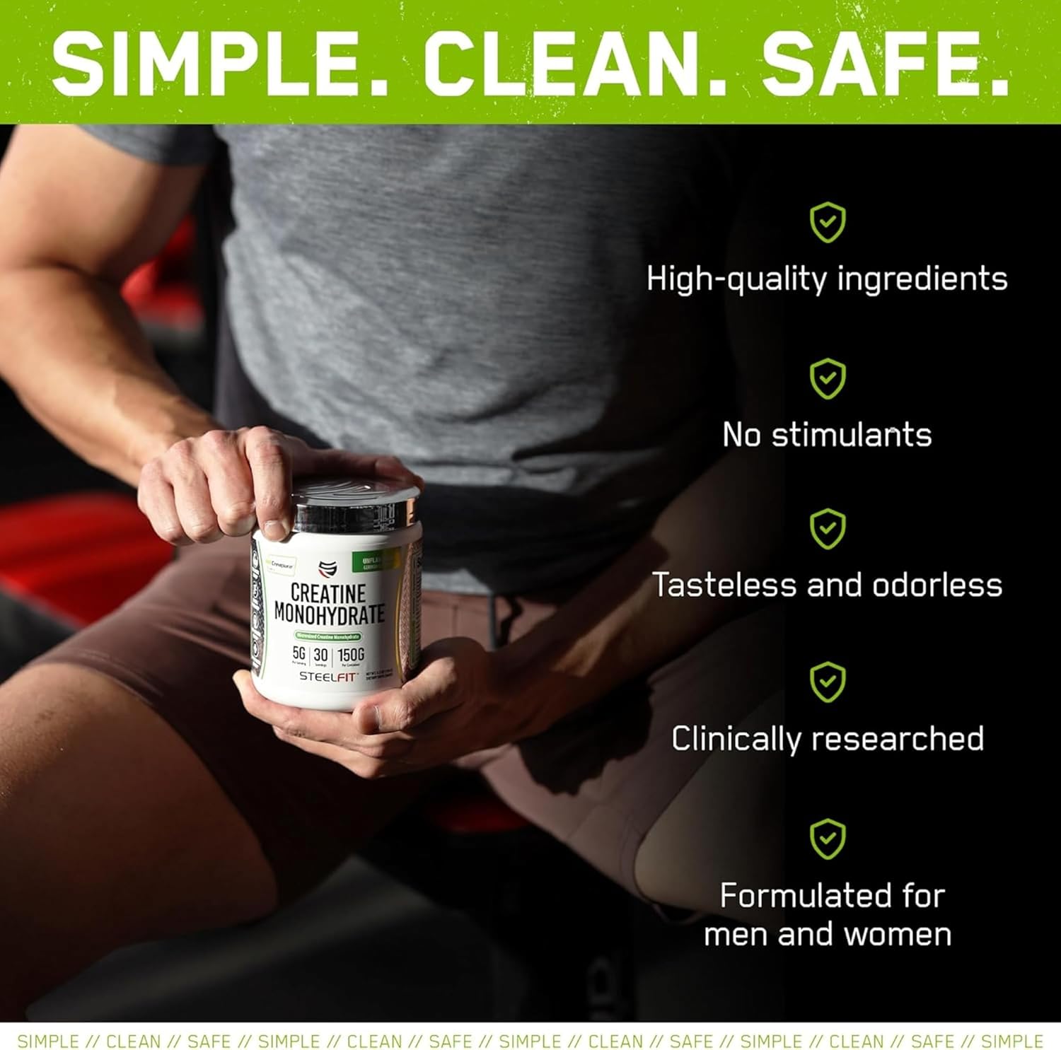 Steelfit Creapure Creatine Monohydrate Gummies For Men & Women, Juicy Watermelon - Gym Workout Nutritional Supplements For Muscle Gain, Brain Health & Strength Building Dietary Supplement, 120 Gummies : Health & Household