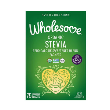 Wholesome Organic Stevia, Zero Calorie Sweetener Blend, Non Gmo & Gluten Free, 1 G (Pack Of 75)