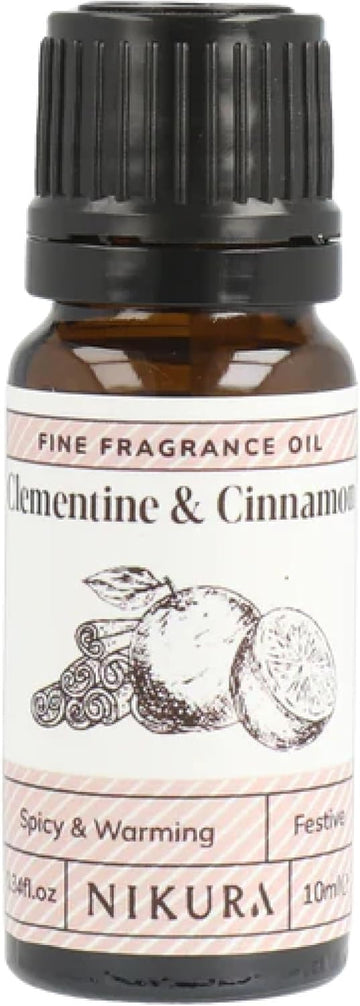 Nikura Clementine & Cinnamon Fine Fragrance Oil - 10ml | Perfect for Soap Making, Candle Making, Wax Melts, Diffuser | Great for use in Bath Bombs, Perfume Oil, Perfume Scents | Vegan & UK Made