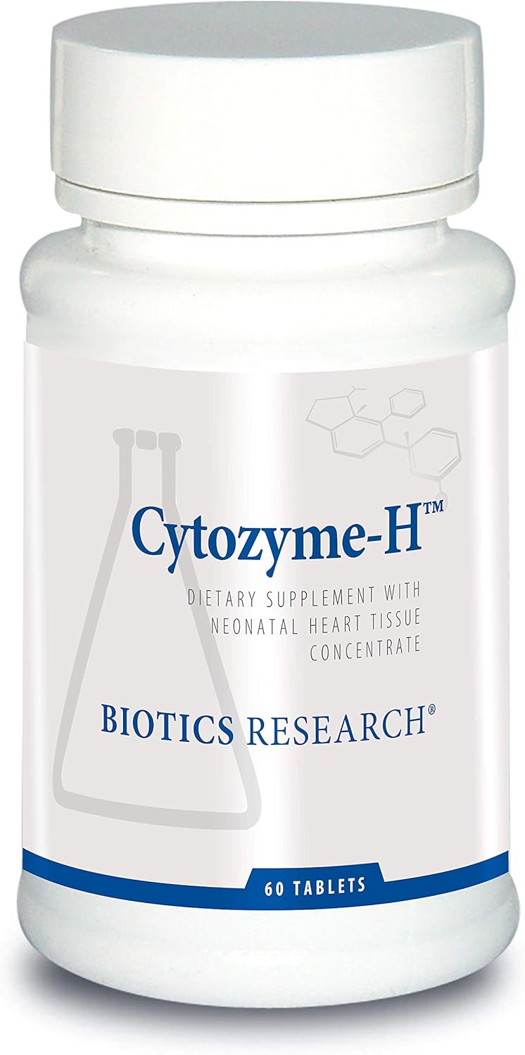 Biotics Research Cytozyme H Glandular Cardiovascular Support. Bovine Heart Concentrate, Promotes Muscular Support, Boosts Energy, Sod, Catalase, Potent Antioxidant Activity 60 Tabs