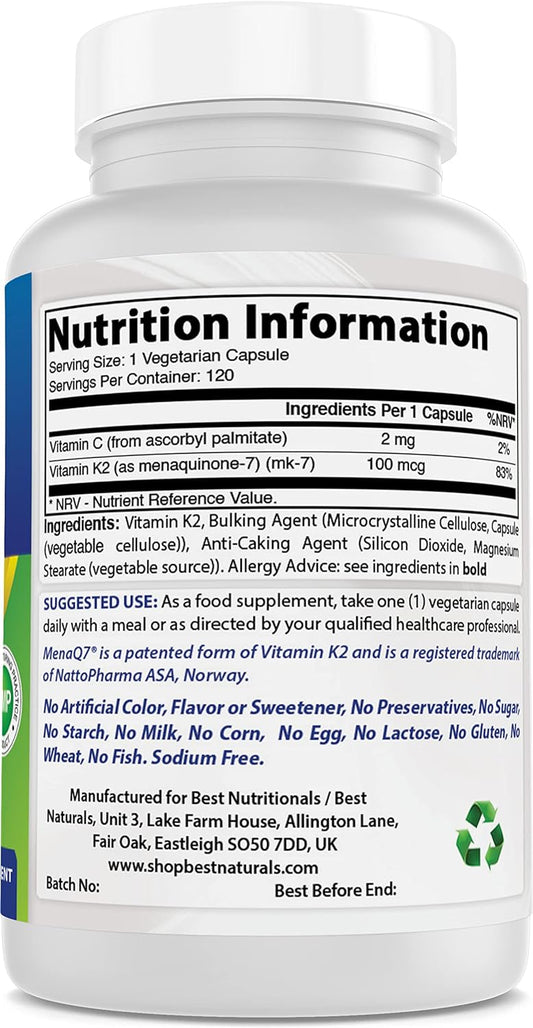 Best Naturals Mk-7 Vitamin K2 100 Mcg 120 Vcaps