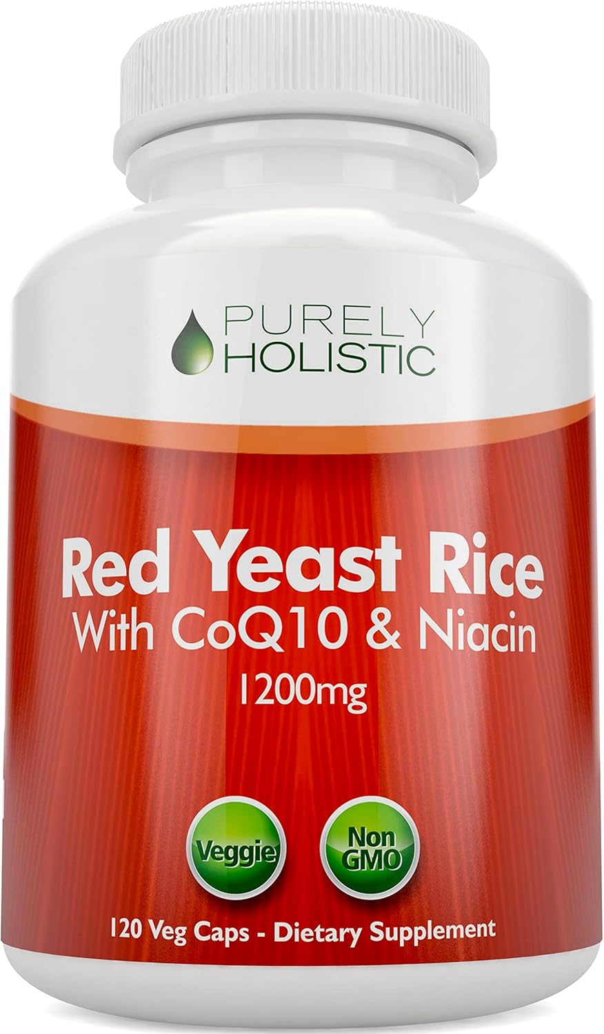 Red Yeast Rice 1200Mg With Coq10 & Flush Free Niacin 120 Vegetarian Capsules - Non Irradiated, Citrinin Free