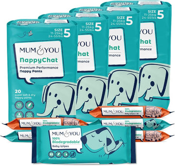Size 5 Nappy Pant & Wet Wipe Value Bundle (4 Packs Of Pull-Up Nappies & 336 Wipes)