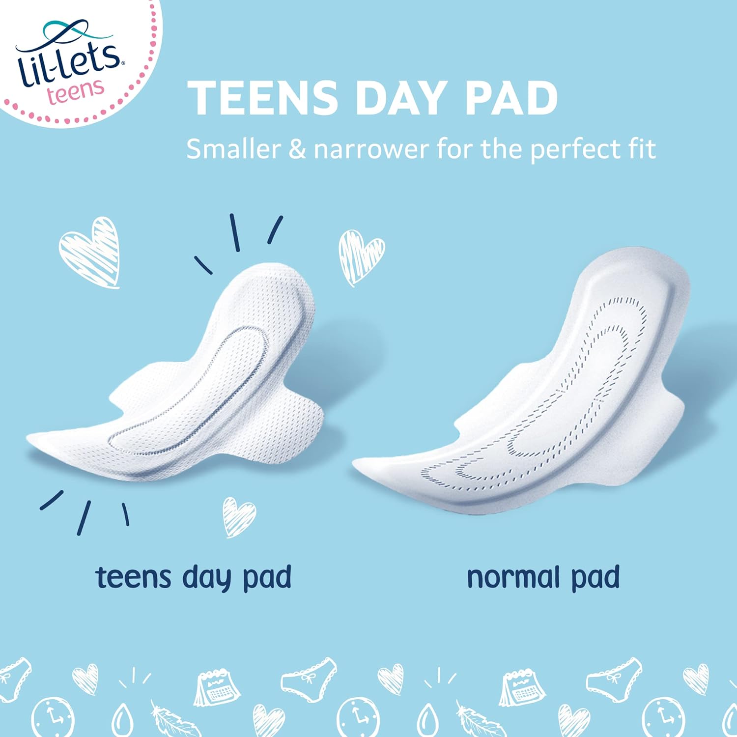 Lil-Lets Teens Day Pads X 70, Petite Towels For Girls & Teenagers, With Wings, For Light to Medium Flow, Unscented, Soft & Breathable, First Period Sanitary Towels, 5 Packs of 14 Pads - Bulk Pack : Amazon.co.uk: Health & Personal Care