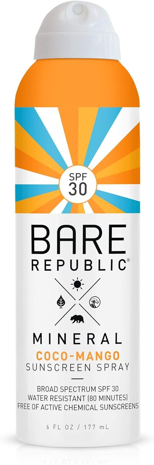 Bare Republic Mineral Spf30 Coco-Mango Sunscreen Spray 6oz