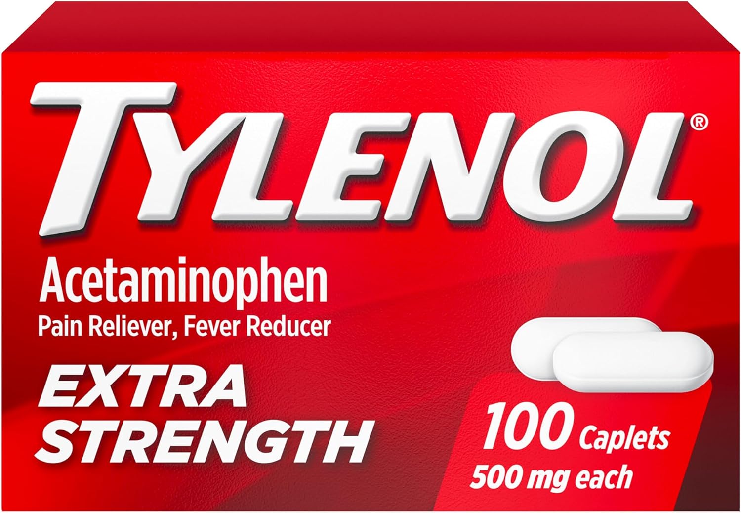 Tylenol Extra Strength Caplets with 500 mg Acetaminophen Pain Reliever Fever Reducer ct, no Flavour, 100 Count