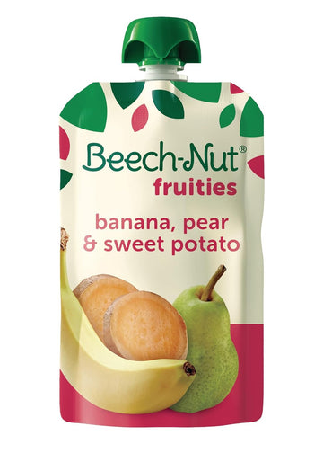 Beech-Nut Baby Food Pouches, Banana Pear Sweet Potato Fruit Puree Baby & Toddler Food, 3.5 Oz (12 Pack)