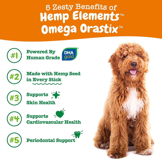 Zesty Paws Orastix For Dogs – Omega Sticks With Hemp Salmon Krill Oil Bone Broth Anti Itch Skin Coat Care Hip & Joint Health Heart Immune System Support Dog Tartar Teeth Cleaning 25Oz