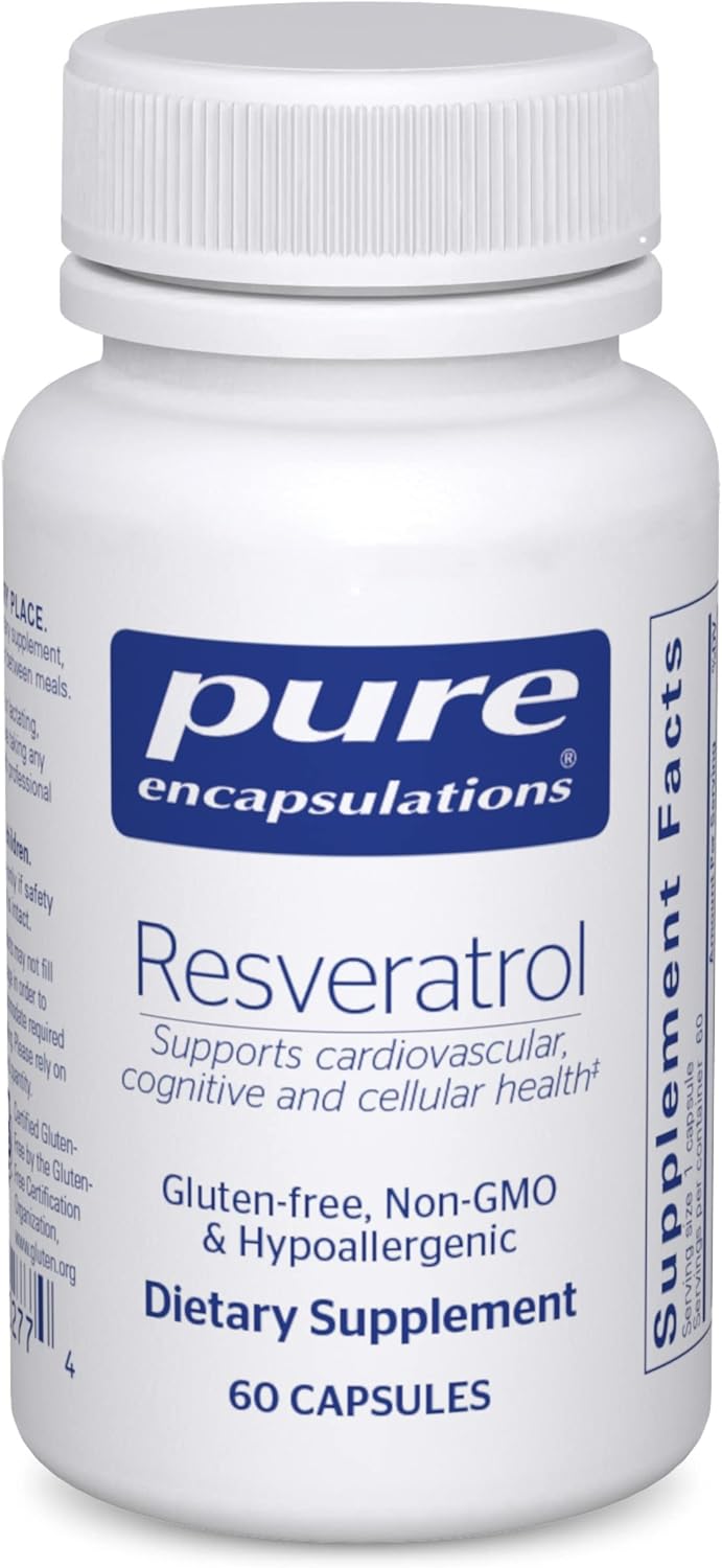 Pure Encapsulations Resveratrol - Cardiovascular, Cellular Health & Memory Support* - 40 Mg Trans-Resveratrol - Antioxidants Supplement - Gluten Free & Non-Gmo - 60 Capsules