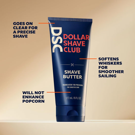 Dollar Shave Club Butter, For Sensitive Skin, A Translucent Shaving Cream & Gel Alternative, Designed Gentle Glide, Helps To Fight Razor Bumps And Ingrown Hairs (Pack Of 2), Blue