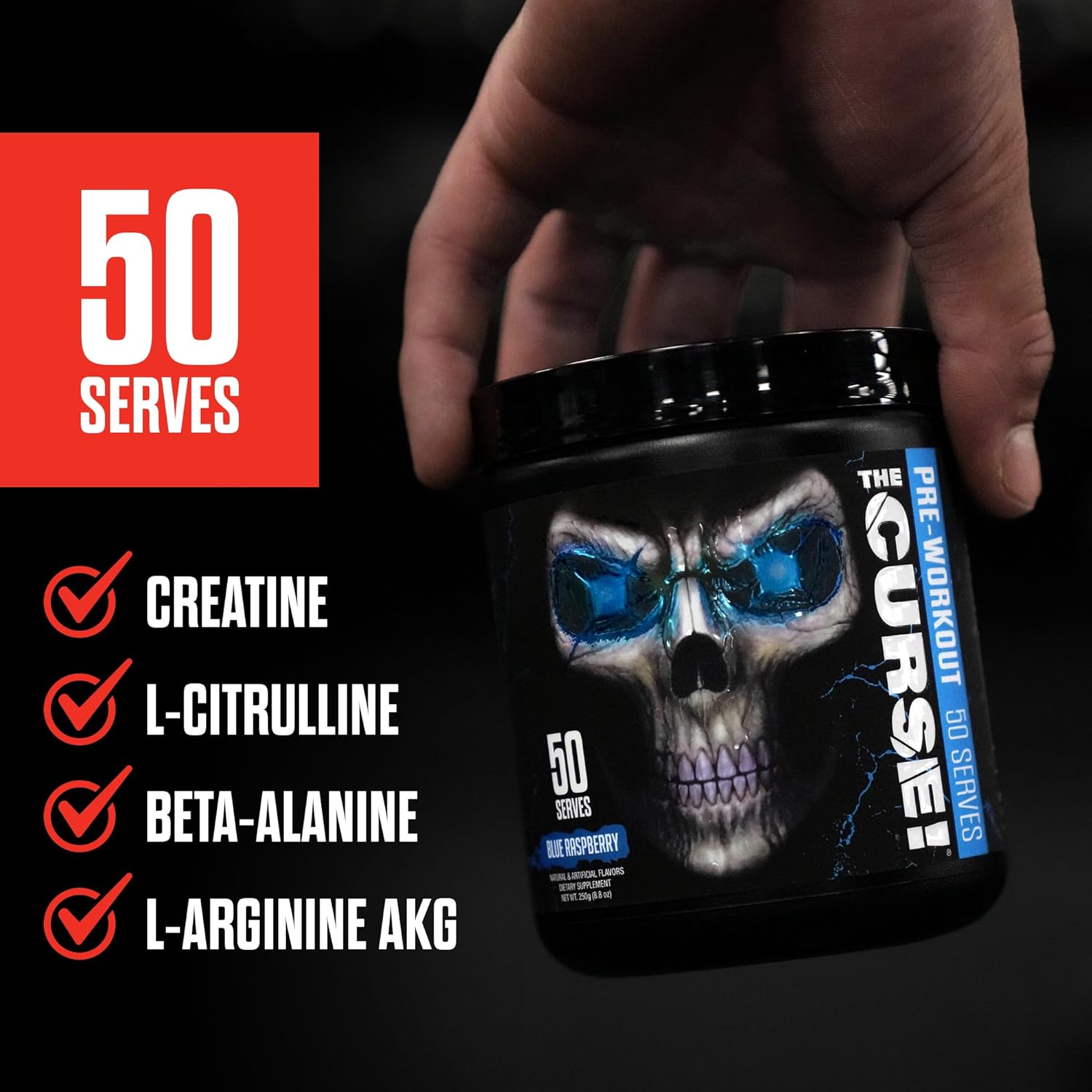 Jnx Sports The Curse! Pre Workout Powder For Men & Women, Caffeine, Beta-Alanine, Creatine, L-Citrulline, 50 Servings, Strawberry Kiwi Flavor – Boost Energy, Strength & Focus : Health & Household