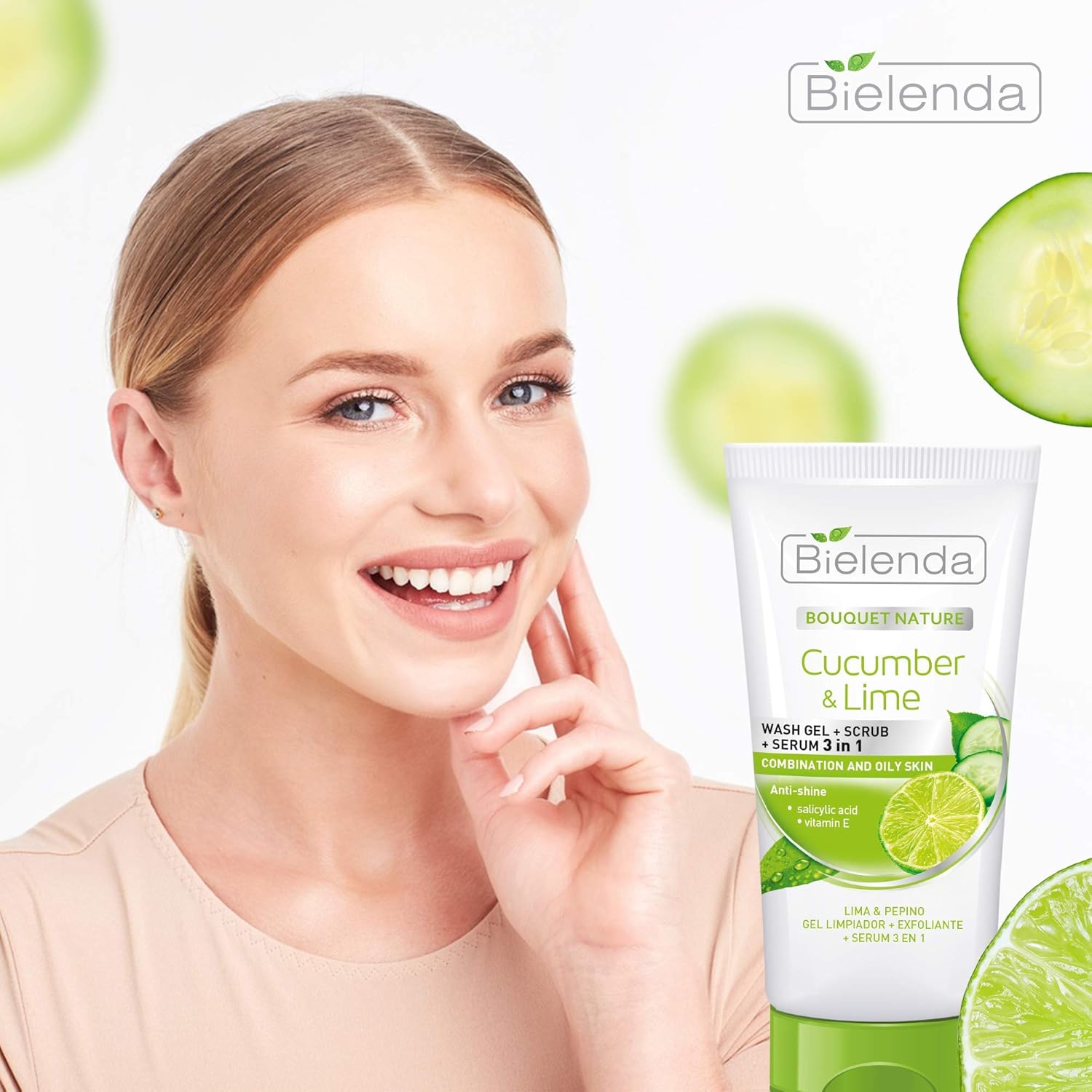 Bielenda BOUQUET NATURE - Replaces 3 Products In Achieving Perfectly Clean And Smooth Skin Of The Face And The Whole Body - Cucumber And Lime Gel+Scrub+Serum 3In1-150 g : Amazon.co.uk: Beauty