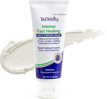 Triderma Intense Fast Skin Healing Cream For Hard-To-Heal Skin Irritations, Sores, Rashes, Dry, Cracked Hands, Cuts, Chafing, Burns, Scrapes - First Aid Kit Essential - Fsa Eligible - 2.2 Oz Tube