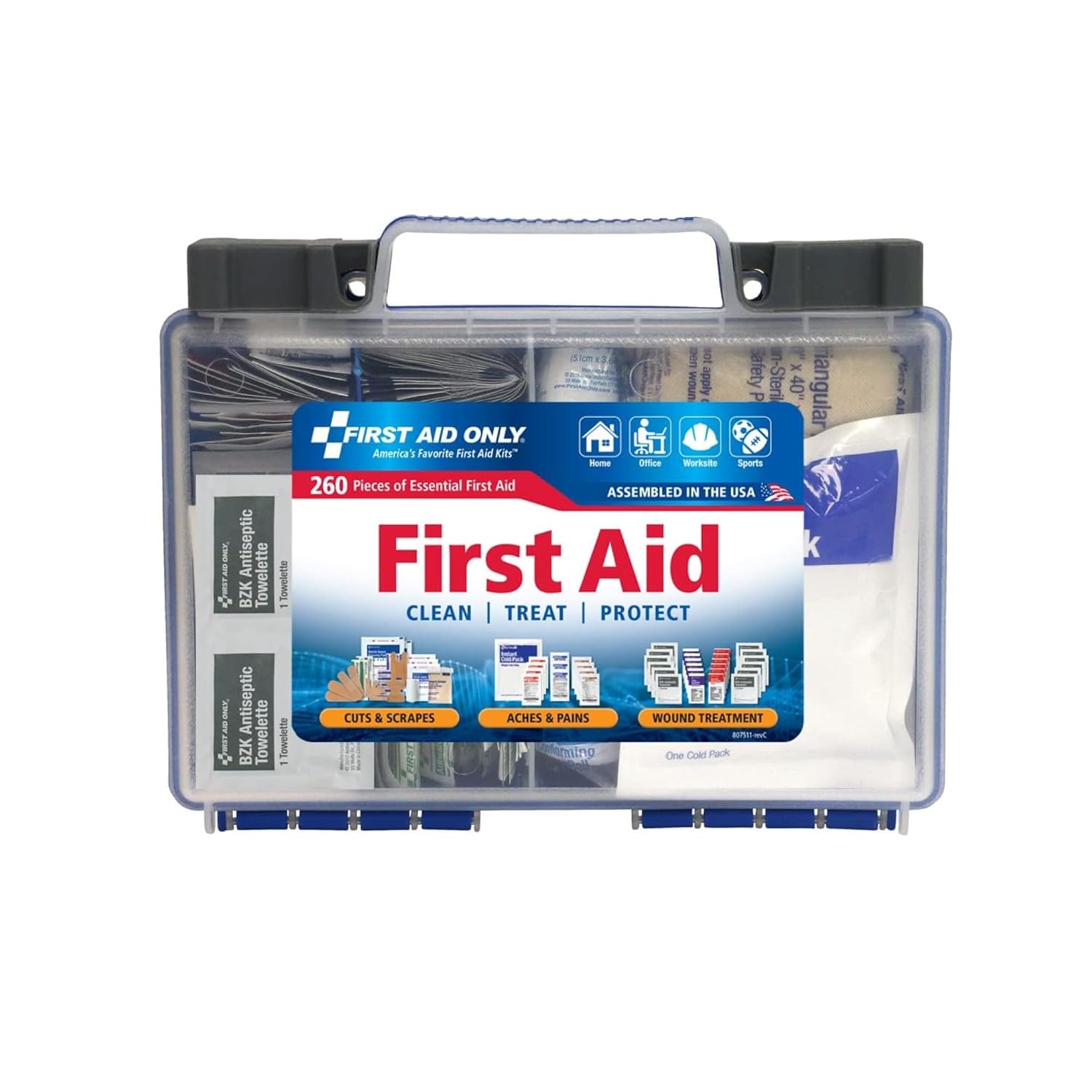 First Aid Only 91248 Osha-Compliant All-Purpose 50-Person Emergency First Aid Kit For Home, Work, And Travel, 260 Pieces