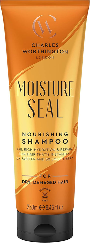 Charles Worthington Moisture Seal Nourishing Shampoo, Coconut, Argan And Macadamia Oils, Salon Shampoo For Deep Moisture, 250 Ml