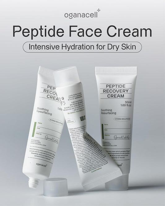 Oganacell Peptide Face Cream (1.69Fl Oz) - Intensive Hydration For Dry Skin, Itchiness, Redness. Korean Skin Care. Ceramide Np, Shea Butter, Panthenol