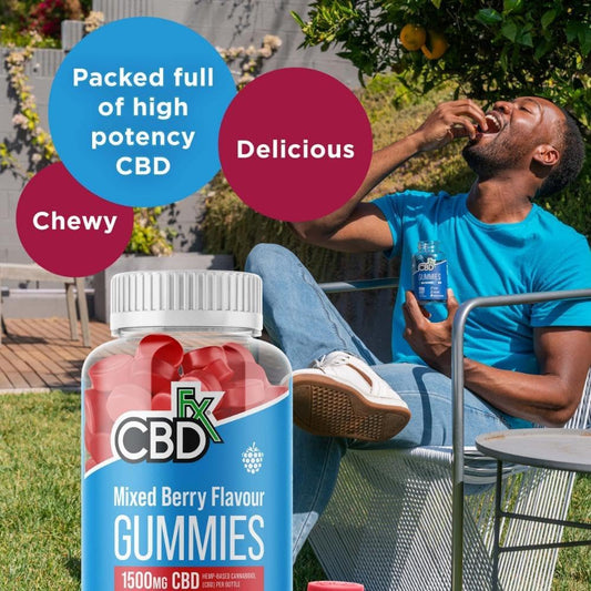 CBDfx 1500mg High Strength Mixed Berry CBD Gummies, 25mg per Gummy, Natural Sleep and Anxiety Support, Vegan Gummies No THC (60x Bottle)