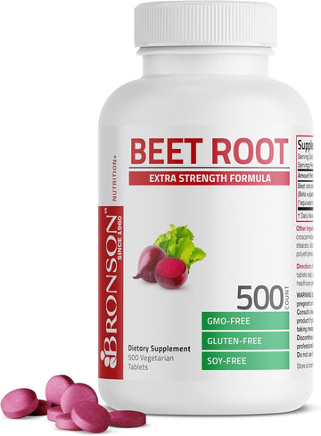 Bronson Beet Root Extra Strength, Non-Gmo, 500 Vegetarian Tablets