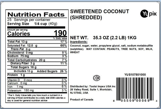 Yupik Coconut, Shredded/Sweetened, 35.3 Ounce