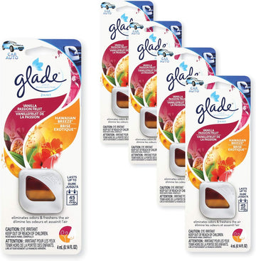 Glade - 805912 Automotive Vent Oil Air Freshener: 2-in-1 Hawaiian Breeze & Vanilla Passion Fruit; 4mL, 4 Count