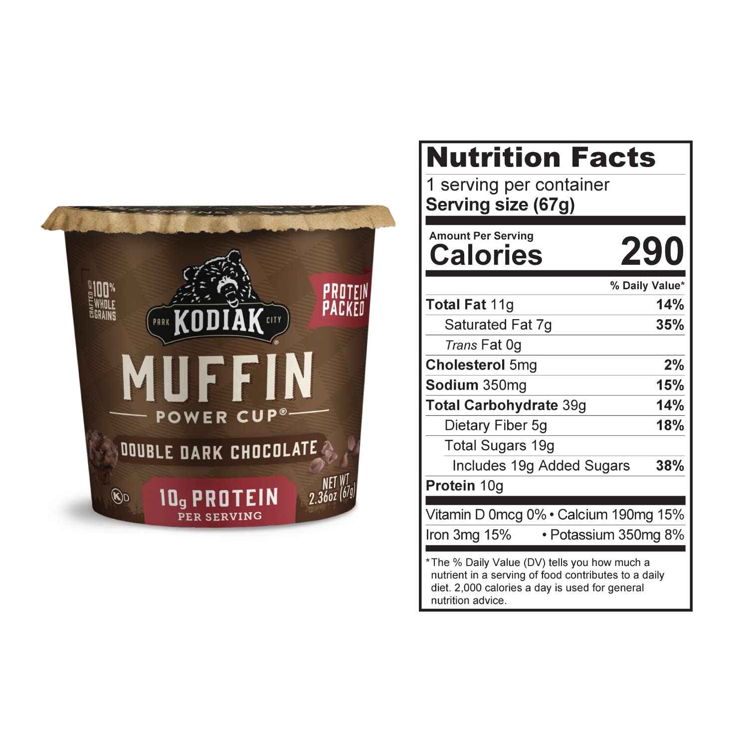 Kodiak Cakes Minute Muffins, Double Dark Chocolate, 2.36 Ounce (Pack of 12) (Packaging May Vary) : Grocery & Gourmet Food