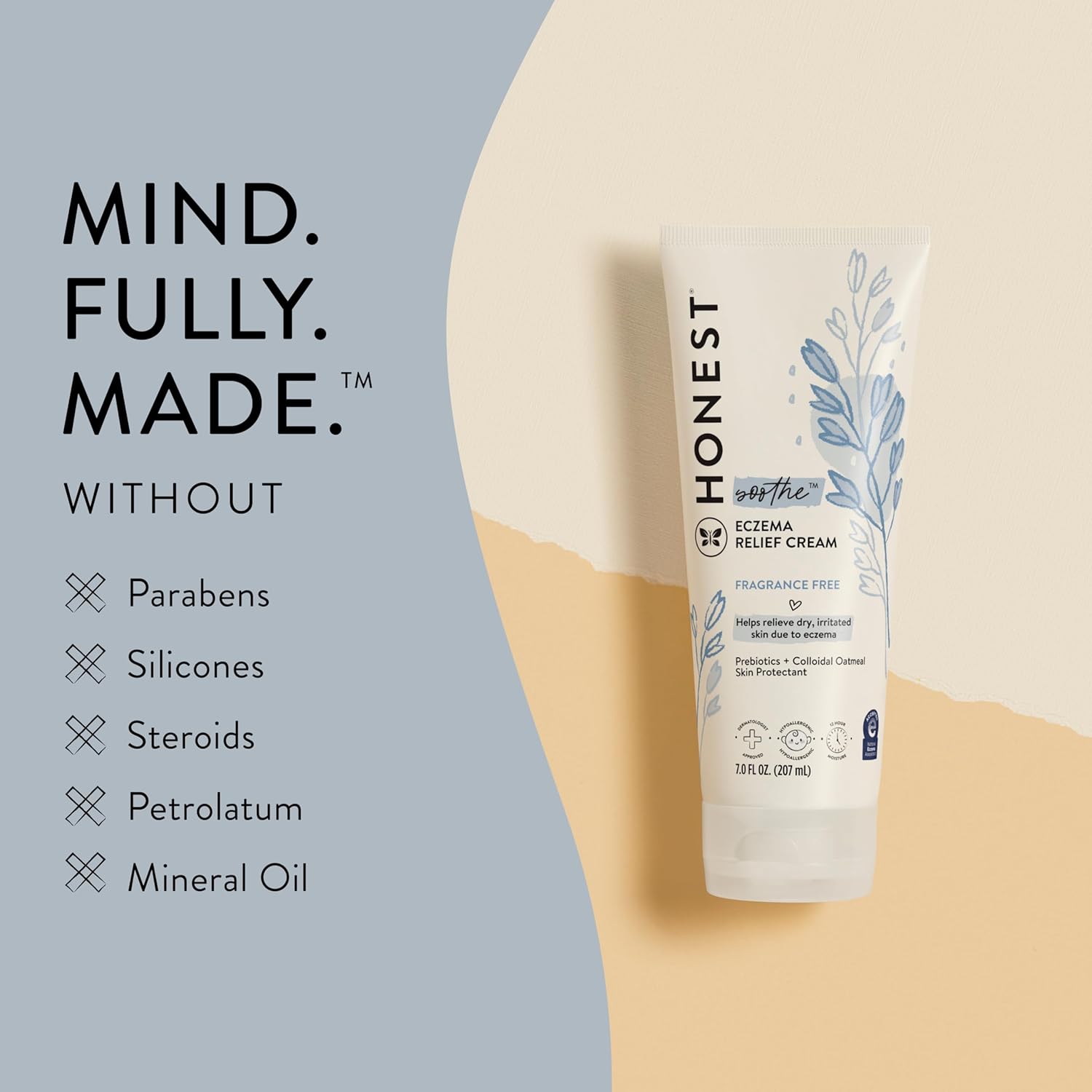 The Honest Company Eczema Soothing Therapy Cream + Skin Protectant | Naturally Derived, Gentle for Baby | Prebiotics, Colloidal Oatmeal | 7 oz : Health & Household