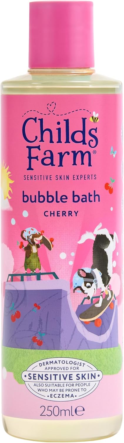 Childs Farm Kids Bubble Bath, Cherry | Gently Cleanses & Soothes | Suitable For Dry, Sensitive Skin, 250Ml