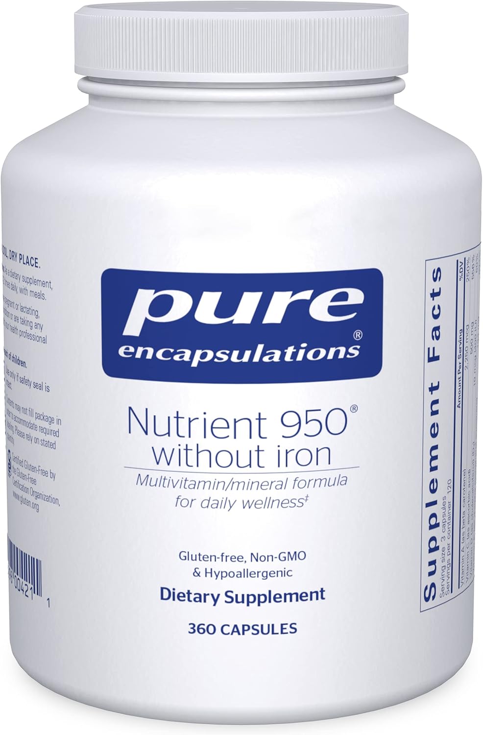 Pure Encapsulations Nutrient 950 Without Iron | Supplement To Support Cardiovascular, Immune, And Cellular Health, Bones, Hormone Metabolism, And Carbohydrate Utilization* | 360 Capsules