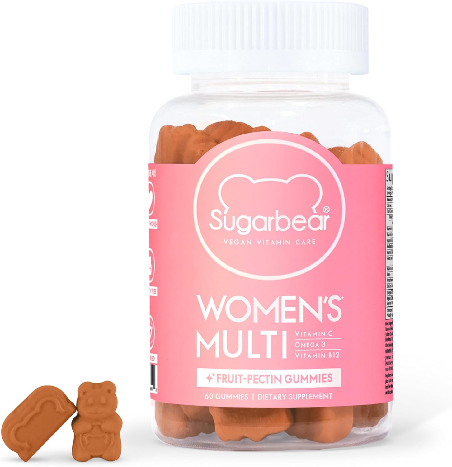Sugarbear Women's MultiVitamin Gummies, Vegan Collagen Booster Blend with Glutathione, Omega-3, Folate, Biotin - Gummy Supplements for Women (60 ct)