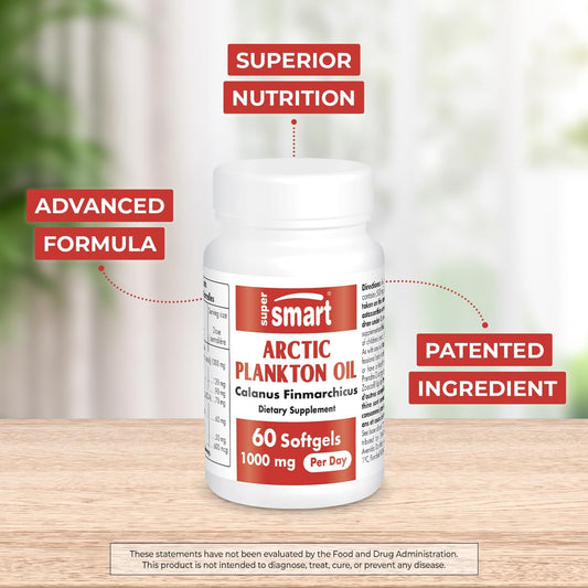 Supersmart - Arctic Plankton Oil 1000Mg Per Day (Patented) - Greater Nutrition Than Fish & Krill Oil Supplement - With Omega-3 Fatty Acids, Epa, Dha & Sda | Non-Gmo & Gluten Free - 60 Softgels