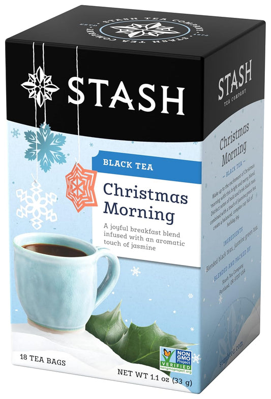 Stash Tea Christmas Morning Black Tea - Caffeinated, Non-Gmo Project Verified Premium Tea With No Artificial Ingredients, 18 Count (Pack Of 6) - 108 Bags Total